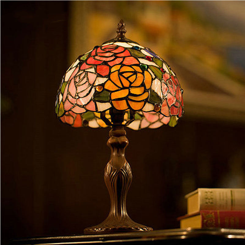 Tiffany Style Rose 8 Inches Table Lamp Stained Glass RT022408