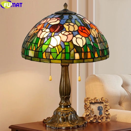 Tiffany Style Rose 16 Inches Table Lamp Stained Glass RT021613