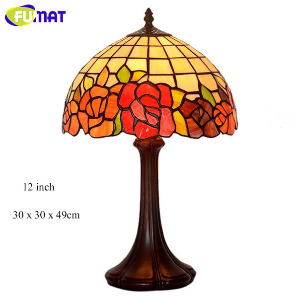 Tiffany Style Rose 12 Inches Table Lamp Stained Glass RT022407