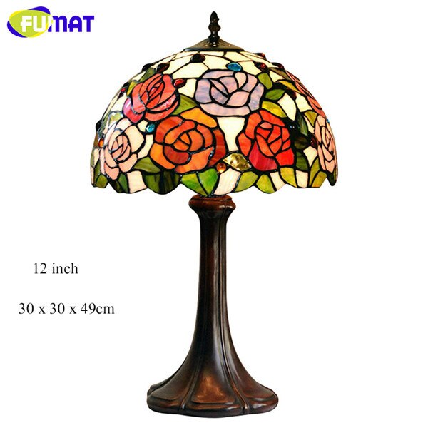 Tiffany Style Rose 12 Inches Table Lamp Stained Glass RT022407