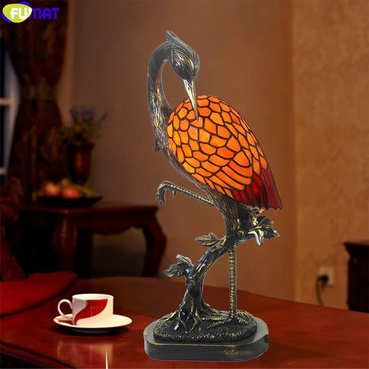 Tiffany Style Cranes 10 Inches Table Lamp Stained Glass CT022316