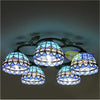 Tiffany Style Chandelier Blue 18-26 Inches Ceiling Lamp Stained Glass CC021702