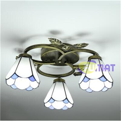 Tiffany Style Chandelier Blue 18-26 Inches Ceiling Lamp Stained Glass CC021702