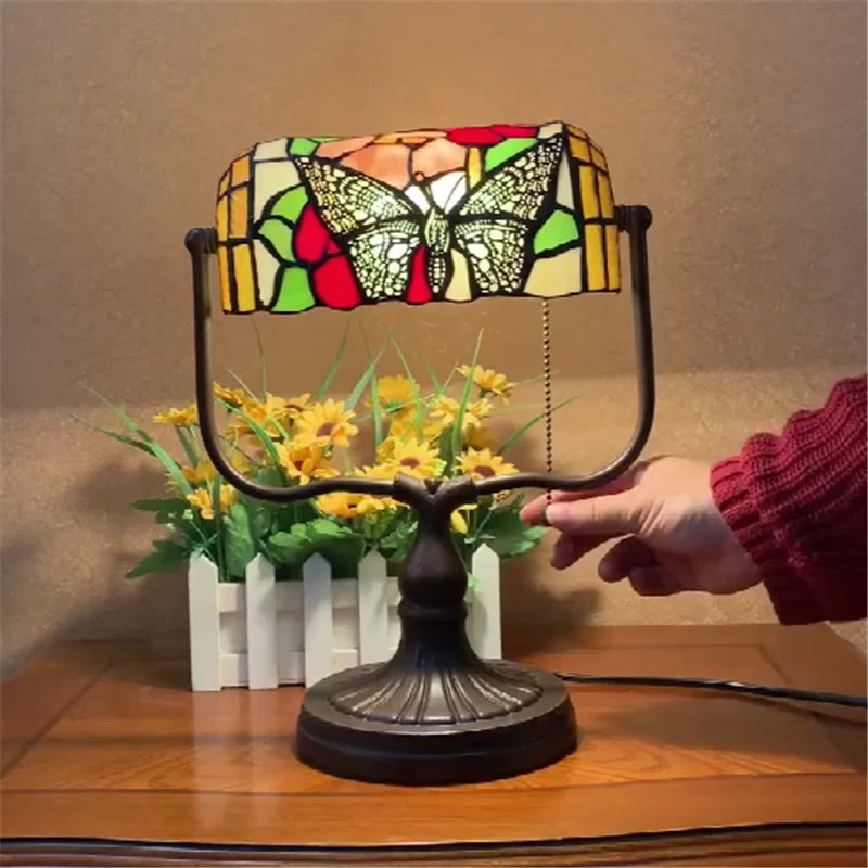 Tiffany Style Butterfly 10 Inches Table Lamp Stained Glass BT022317