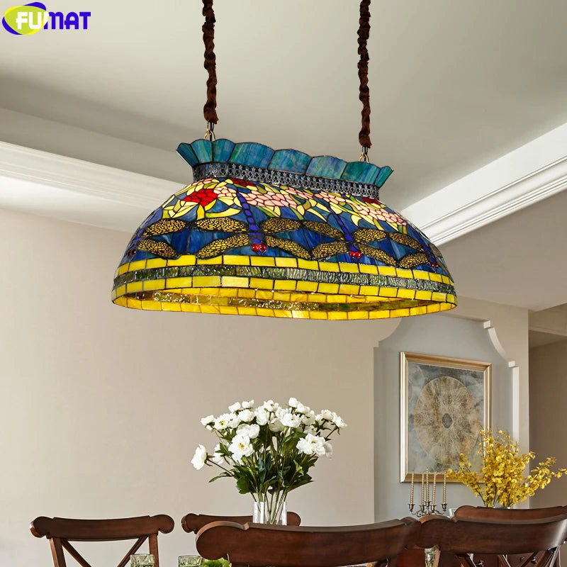 Tiffany Style Rose 16 Inches Pendant Lamp Stained Glass RP021610