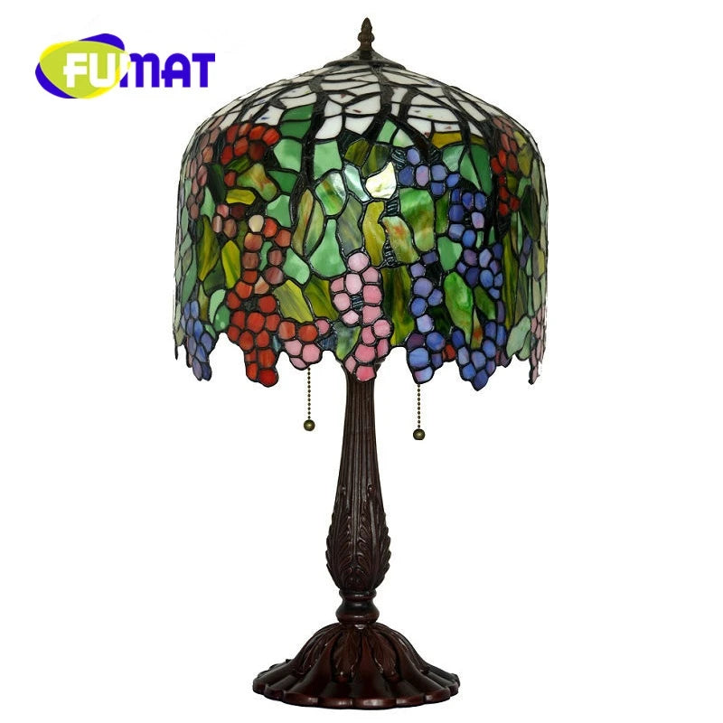 Tiffany Style Grape 14 Inches Table Lamp Stained Glass RT0222511