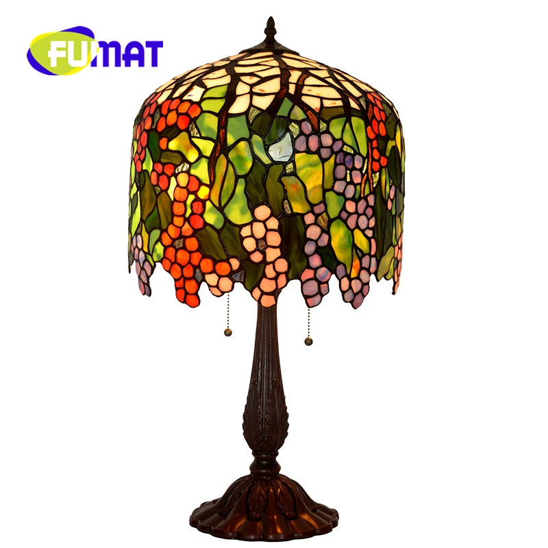 Tiffany Style Grape 14 Inches Table Lamp Stained Glass RT0222511