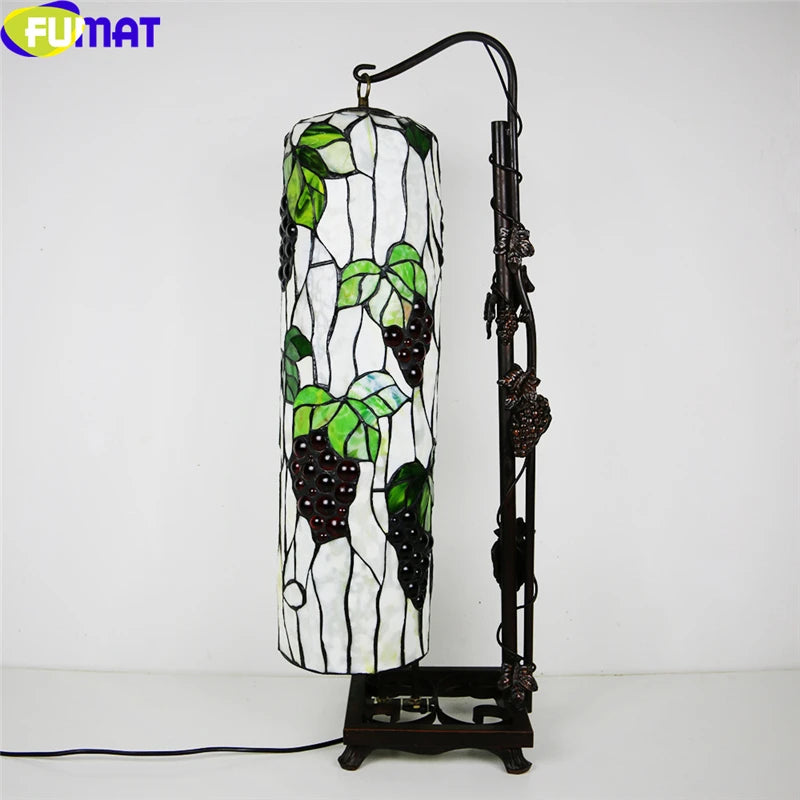 Tiffany Style Rose Grape 8 Inches Floor Lamp Stained Glass RGF021116