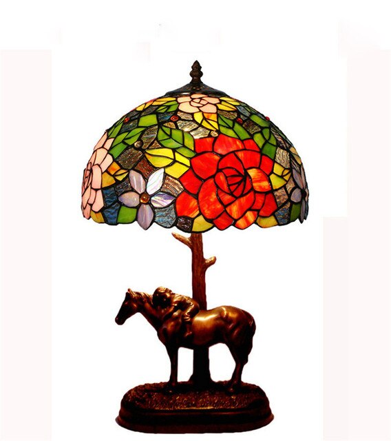 Tiffany Style Rose 12 Inches Table Lamp Stained Glass RT022502