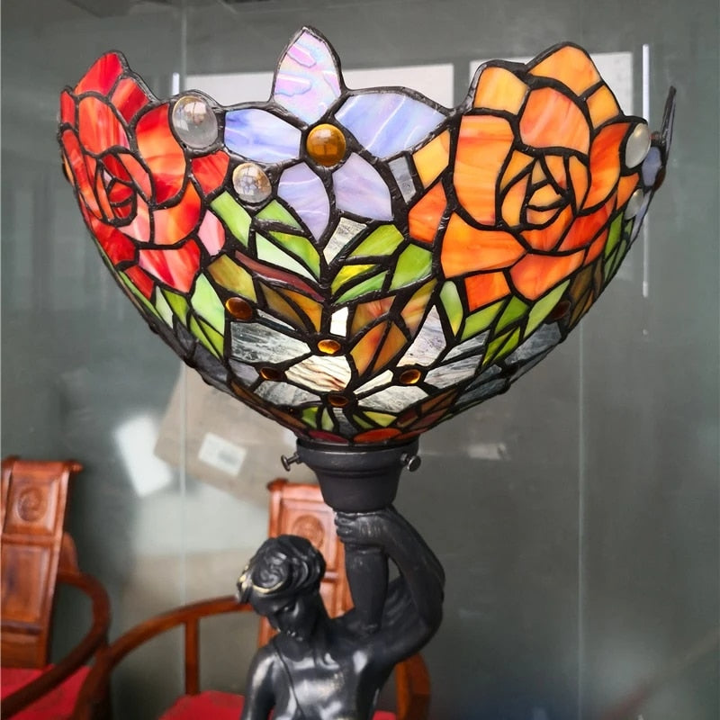 Tiffany Style Rose 16 Inches Table Lamp Stained Glass RT030105