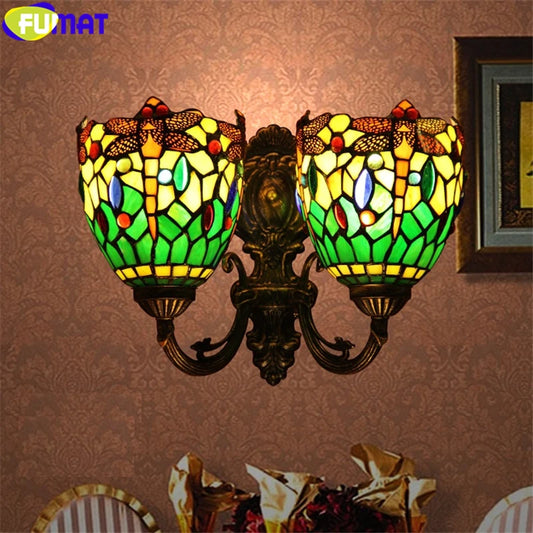 Tiffany Style Dragonfly 6-12 Inches Wall Lamp Stained Glass DW021621