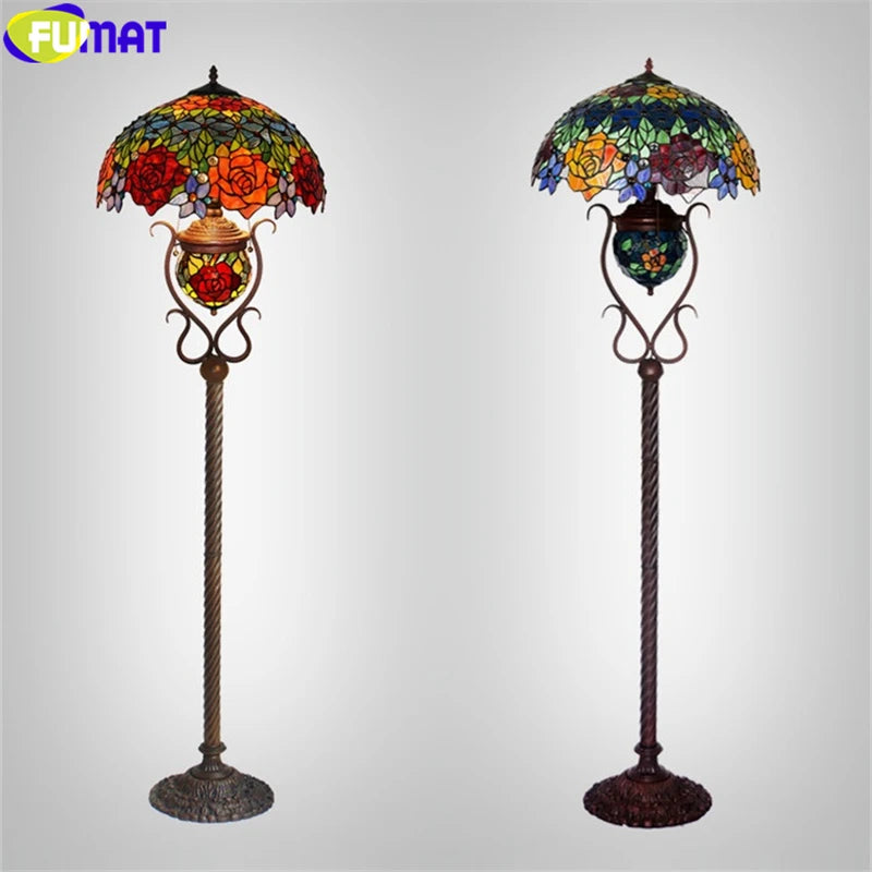 Tiffany Style Rose 18 Inches Floor Lamp Stained Glass RF021624