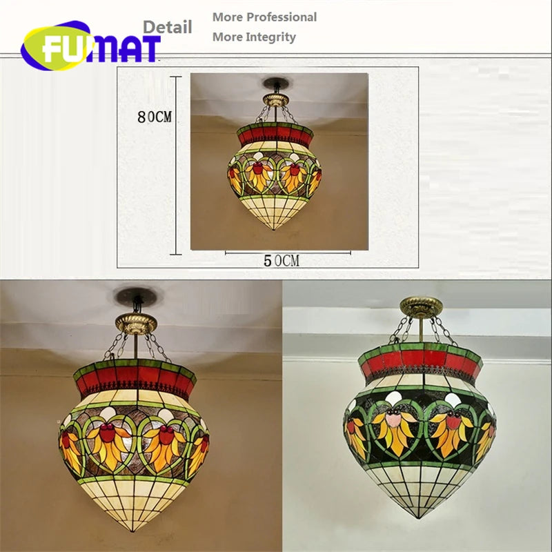 Tiffany Style Suspension 12-20 Inches Pendant Lamp Stained Glass SP022013