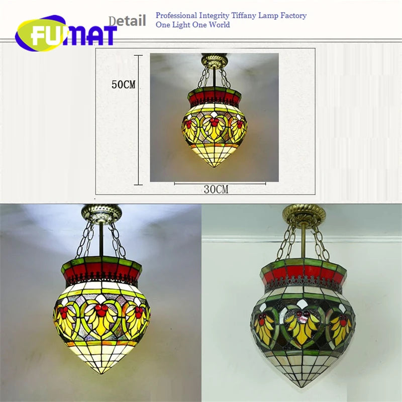 Tiffany Style Suspension 12-20 Inches Pendant Lamp Stained Glass SP022013