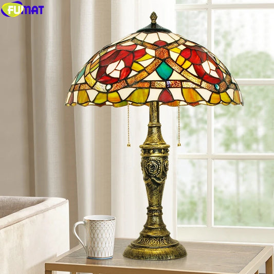 Tiffany Style Rose 16 Inches Table Lamp Stained Glass RT02209