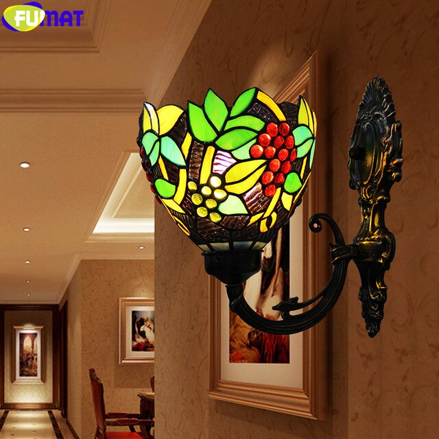 Tiffany Style Grape 7-14 Inches Wall Lamp Stained Glass GW021622