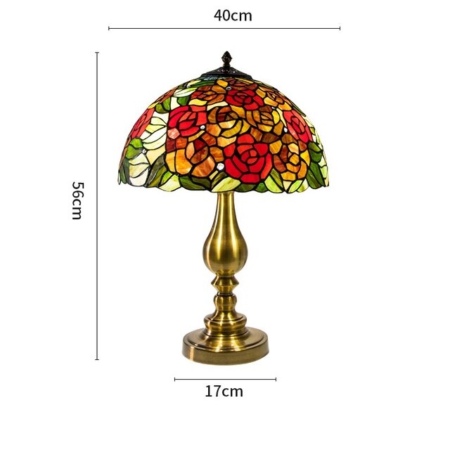 FUMAT Red Rose Wisteria Table Lamp 16 Inches RWT010464