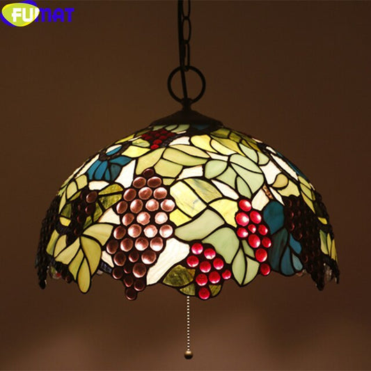 Tiffany Style Grape 16 Inches Ceiling Lamp Stained Glass GC021310