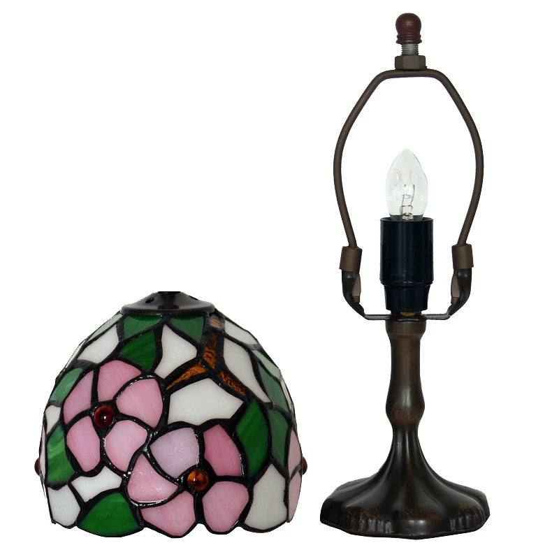 Tiffany Style Pink Rose 5 Inches Table Lamp Stained Glass PR022311