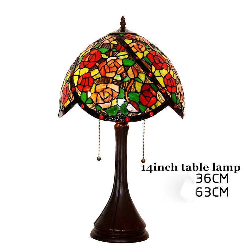 Tiffany Style Rose 14 Inches Table Lamp Stained Glass RT0222505