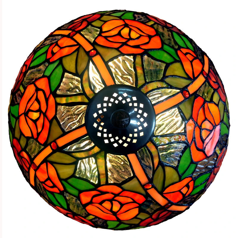 Tiffany Style Rose 14 Inches Table Lamp Stained Glass RT0222505