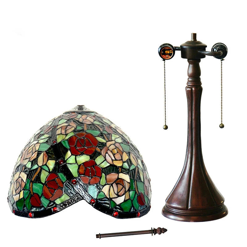 Tiffany Style Rose 14 Inches Table Lamp Stained Glass RT0222505