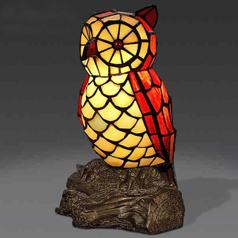 Tiffany Style Owl 5 Inches Table Lamp Stained Glass OT022305