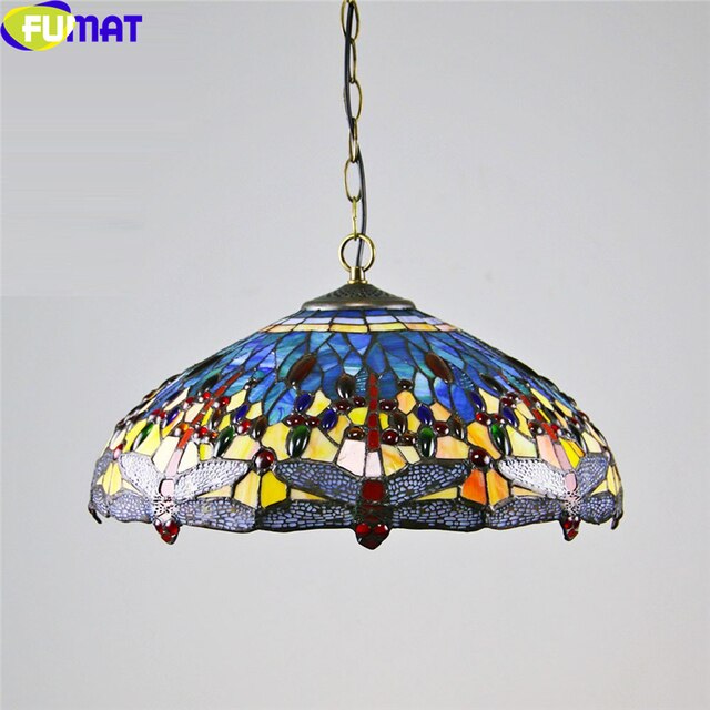 Tiffany Style Dragonfly 16 Inches Ceiling Lamp Stained Glass DC021414