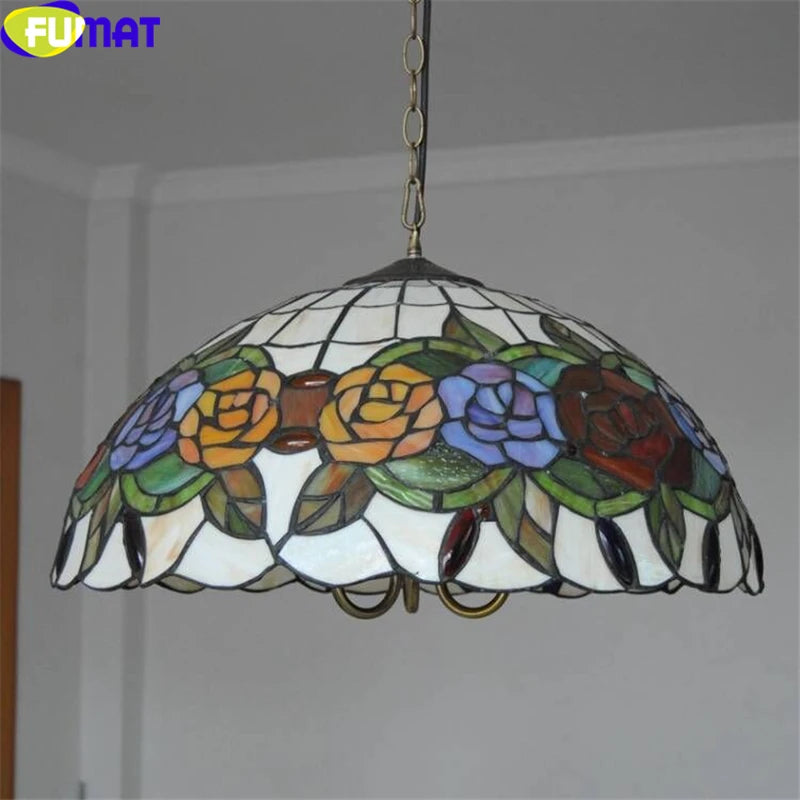 Tiffany Style Rose 12-20 Inches Ceiling Lamp Stained Glass RC021404