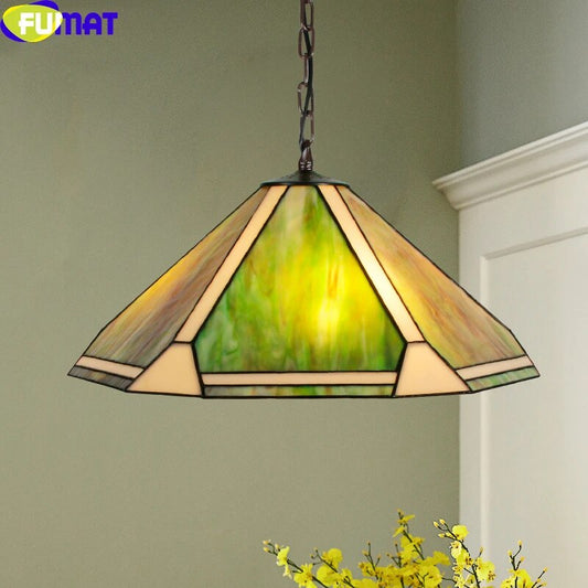 Tiffany Style Rhombus Green 20 Inches Pendant Lamp Stained Glass RP021602