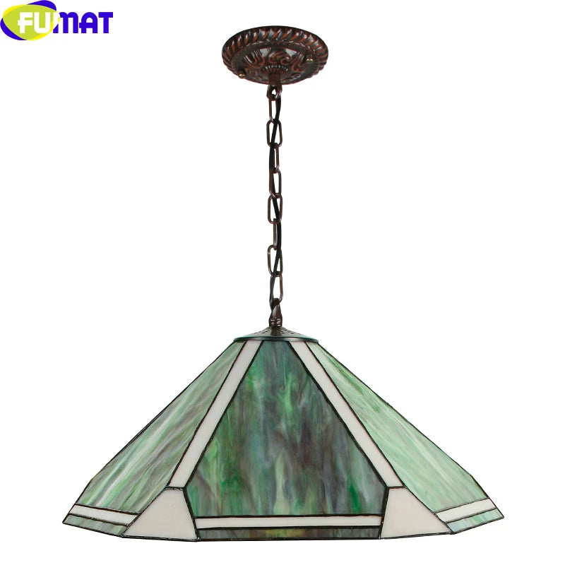 Tiffany Style Rhombus Green 20 Inches Pendant Lamp Stained Glass RP021602