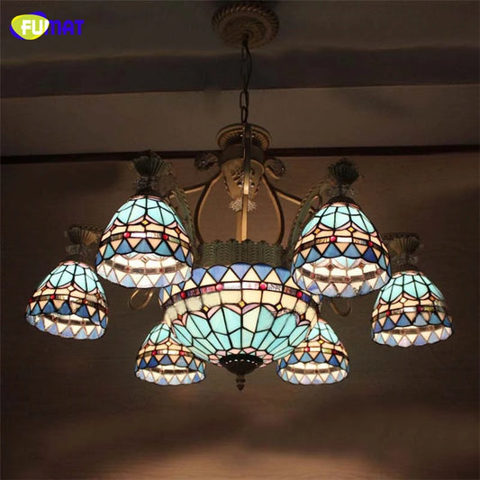 Tiffany Style Mediterranean 32 Inches Pendant Lamp Stained Glass MP022012