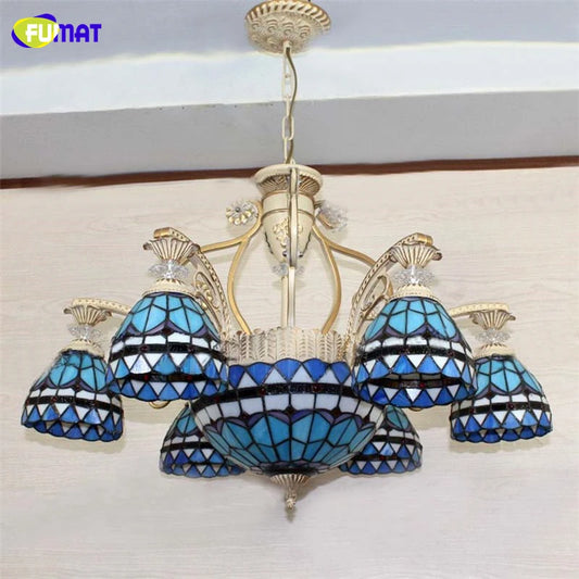 Tiffany Style Mediterranean 32 Inches Pendant Lamp Stained Glass MP022012