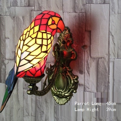 Tiffany Style Parrot 18-20 Inches Wall Lamp Stained Glass PW022104