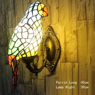 Tiffany Style Parrot 18-20 Inches Wall Lamp Stained Glass PW022104