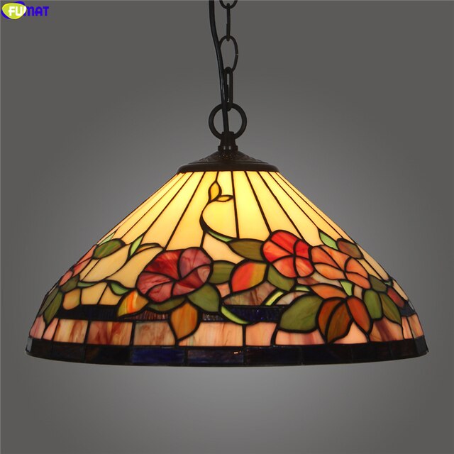 Tiffany Style Rose 16 Inches Pendant Lamp Stained Glass RP022212