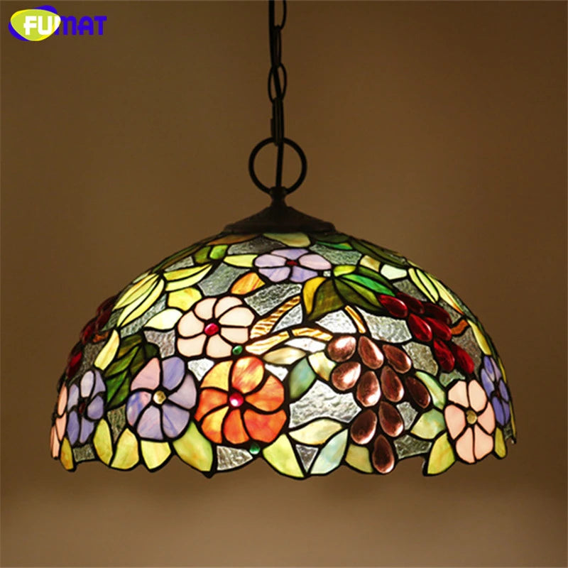 Tiffany Style Flower 12-16 Inches Pendant Lamp Stained Glass FP021701