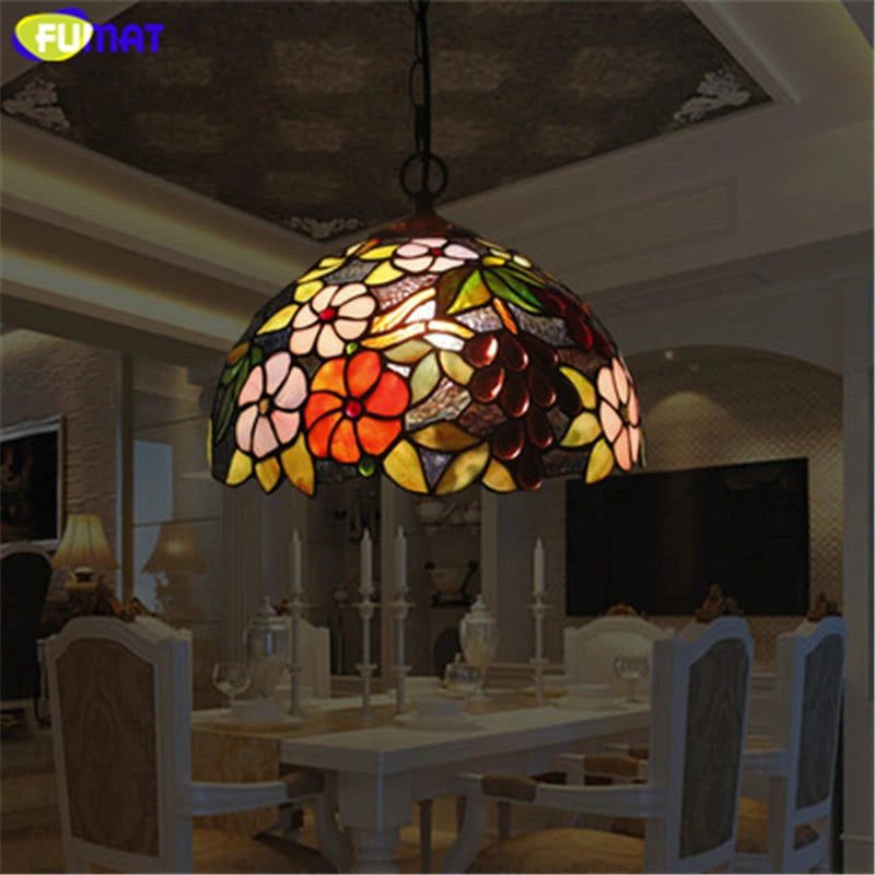 Tiffany Style Flower 12-16 Inches Pendant Lamp Stained Glass FP021701