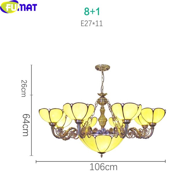 Tiffany Style Yellow Orange 28-42 Inches Pendant Lamp Stained Glass OP021505