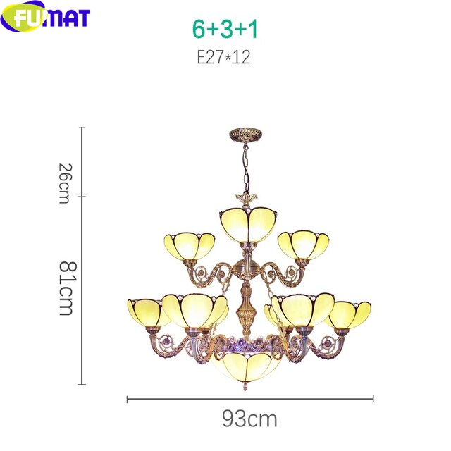 Tiffany Style Yellow Orange 28-42 Inches Pendant Lamp Stained Glass OP021505