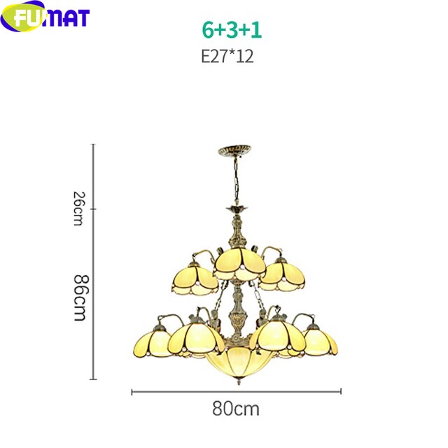 Tiffany Style Yellow Orange 28-42 Inches Pendant Lamp Stained Glass OP021505