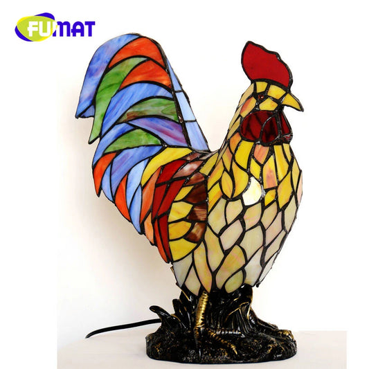 Tiffany Style Cock 13 Inches Table Lamp Stained Glass CT022312