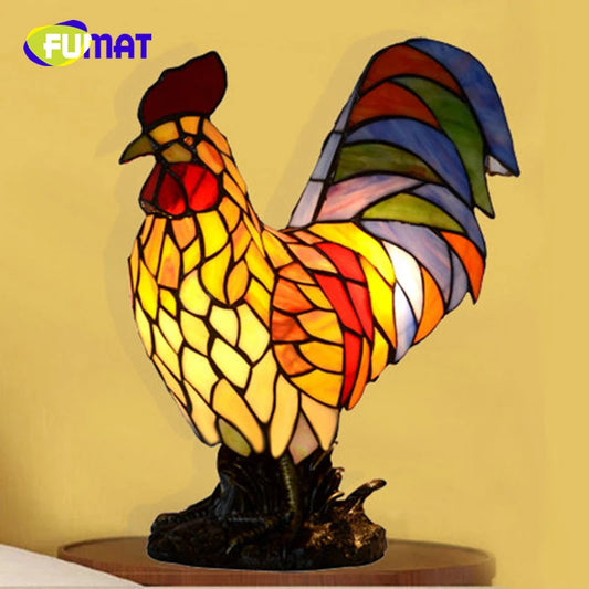 Tiffany Style Cock 13 Inches Table Lamp Stained Glass CT022312