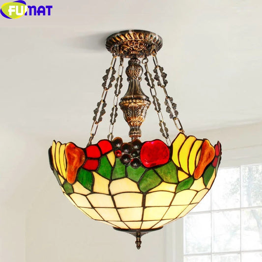 Tiffany Style Pear Grape 16 Inches Ceiling Lamp Stained Glass GC021513