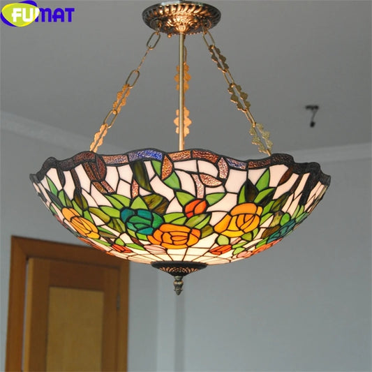 Tiffany Style Rose Grape 12-20 Inches Ceiling Lamp Stained Glass RGC021301