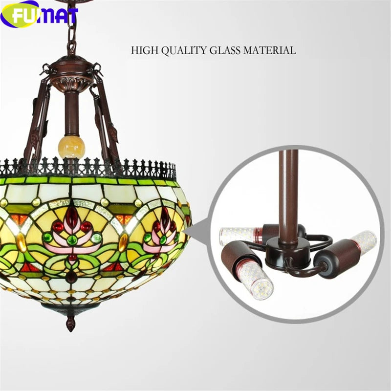 Tiffany Style Anti Chandeliers 16 Inches Ceiling Lamp Stained Glass AC021501