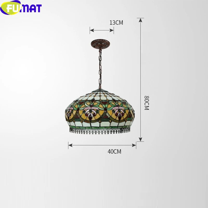 Tiffany Style Anti Chandeliers 16 Inches Ceiling Lamp Stained Glass AC021501