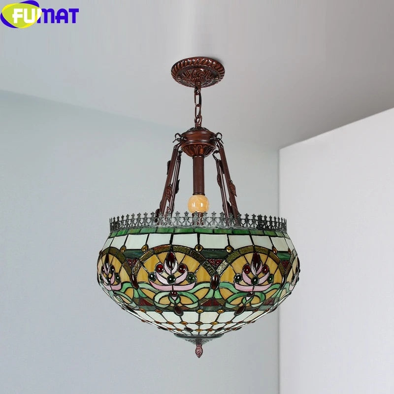 Tiffany Style Anti Chandeliers 16 Inches Ceiling Lamp Stained Glass AC021501