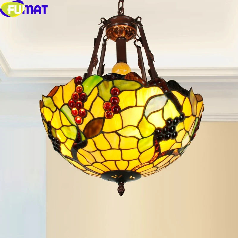 Tiffany Style Grape 16 Inches Ceiling Lamp Stained Glass GC021416