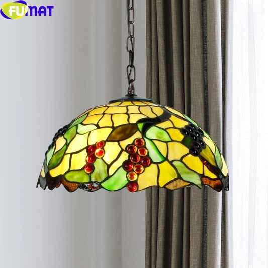 Tiffany Style Grape 16 Inches Ceiling Lamp Stained Glass GC021416